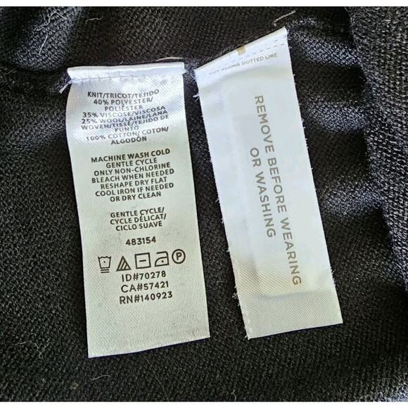 LOFT Wool Blend Sweater Tied Shirt Cuff Pullover Dress Black Womens Size S NWT - Picture 10 of 12